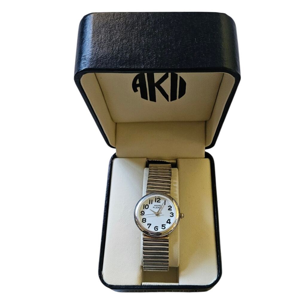 Anne Klein II Womens Watch Gold Stretch Band White Dial w Box